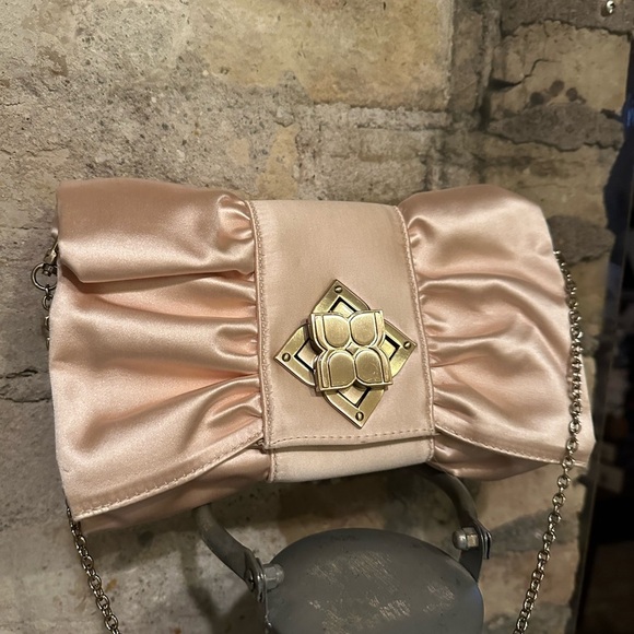 BCBG Elegant Satin Clutch with Chain Strap - Picture 3 of 9